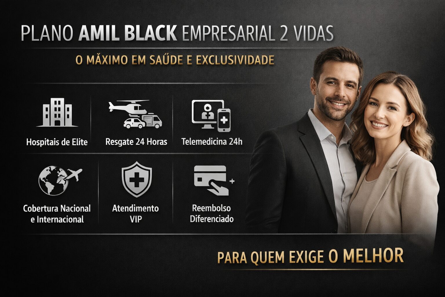 Plano Amil Black Empresarial 2 vidas com benefícios premium e cobertura nacional